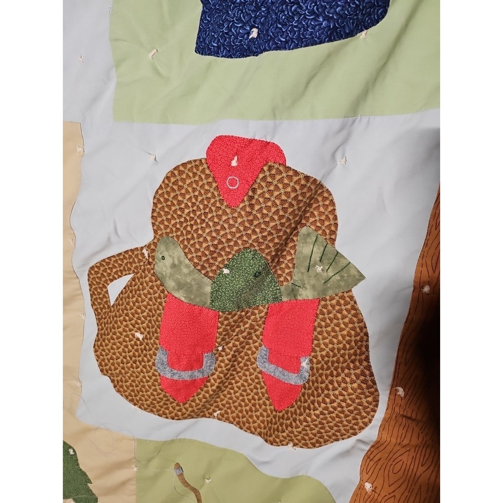 75x90 Twin Handmade Quilt, Quilting on the one side, Tan one piece on back. - Picture 11 of 11